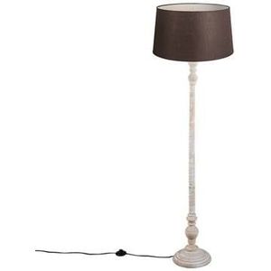 QAZQA Vloerlamp met linnen kap bruin 45 cm - Classico