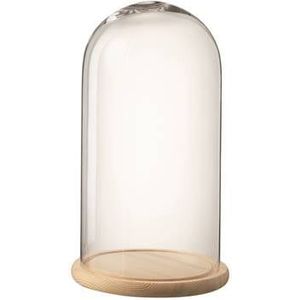 J-Line Stolp Rond Hout Glas Lichtbruin Small