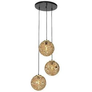 QAZQA Art deco hanglamp goud rond 3-lichts - Maro