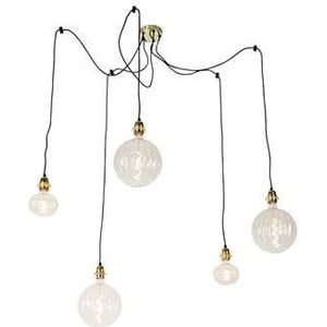 QAZQA Hanglamp goud 5-lichts incl. LED amber dimbaar - Cava Luxe