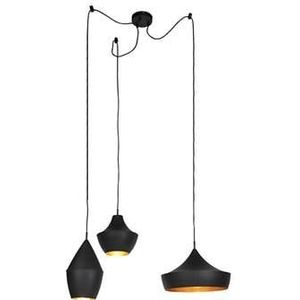 QAZQA Set van 3 Scandinavische hanglampen zwart met goud - Depeche