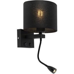 QAZQA Moderne wandlamp zwart met zwarte kap - Brescia