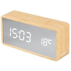 Karlsson - Alarm clock Silver Mirror LED light wood veneer