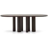 Kave Home - Ovale Mailen-tafel in essenfineer met donkere afwerking �