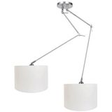Ylumen Hanglamp Knik 2 lichts met witte kappen � 40 cm mat chroom