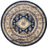 Rond Vintage Vloerkleed Aila Blauw - Polypropyleen - Rond 160 Ø - (M)