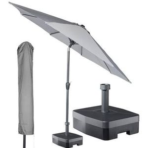 Kopu� ronde stokparasol 300 cm Calma met hoes en voet - Light Grey