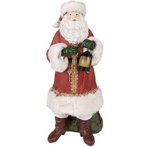 Clayre & Eef Beeld Kerstman 21x18x45 cm Rood Polyresin