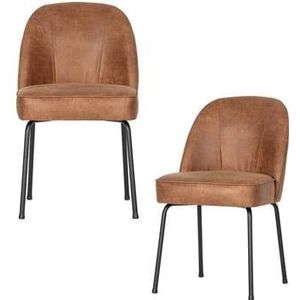 BePureHome Vogue Eetkamerstoel - Leer - Cognac - Set van 2