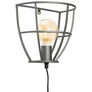 QAZQA Industri�le wandlamp donkergrijs met schakelaar - Arthur