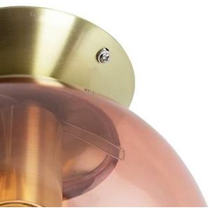 QAZQA Art deco plafondlamp messing met roze glas - Pallon