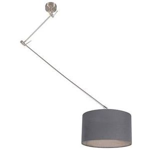 QAZQA Hanglamp staal met kap 35 cm donker grijs verstelbaar - Blitz