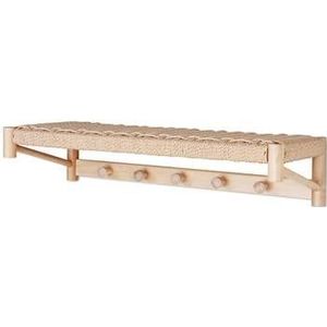 Artichok Loek houten kapstok met geweven plank - 78 x 31 cm