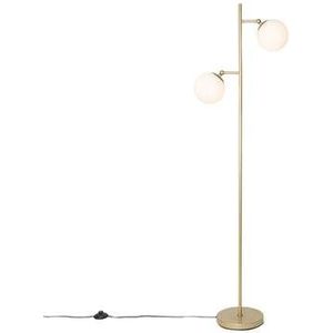 QAZQA Art Deco vloerlamp goud met mat glas 2-lichts - Pallon