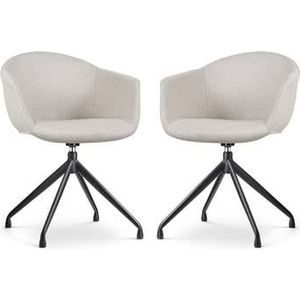 Nolon Nola-Otis Draaibare Eetkamerstoelen Set - Beige - Zwart