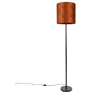 QAZQA Vloerlamp zwart velours kap oranje 40 cm - Simplo