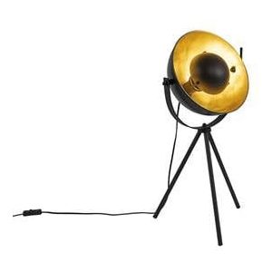 QAZQA Tafellamp zwart met goud 63,3 cm tripod verstelbaar - Magnax