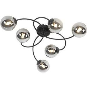 QAZQA athens - Moderne Plafondlamp - 6 lichts - L 520 mm - Zwart - Woonkamer | Slaapkamer | Keuken