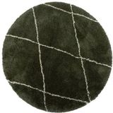 Berber Rond vloerkleed hoogpolig Groen/Cream - scandinavisch - nea - Interieur05 - Polypropyleen - Rond 240 Ø - (XXL)