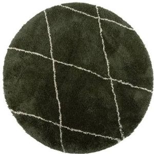 Berber Rond vloerkleed hoogpolig Groen/Cream - scandinavisch - nea - Interieur05 - Polypropyleen - Rond 240 Ø - (XXL)