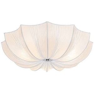QAZQA Design plafondlamp wit zijden 52 cm 3-lichts - Plu
