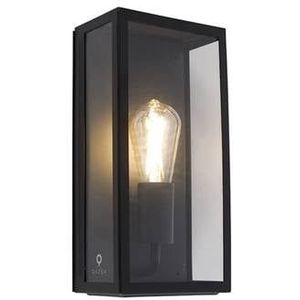 QAZQA Industri�le buiten wandlamp zwart IP44 met glas - Rotterdam