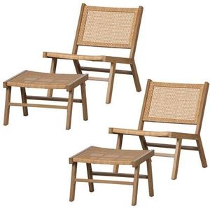 WOOOD Puk Tuin Fauteuil + Hocker - Aluminium - Naturel - Set van 2