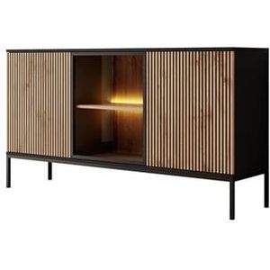 Meubella - Dressoir Legend - Mat zwart - Eiken - 154 cm