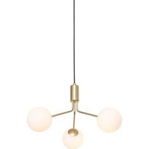 QAZQA Art Deco hanglamp goud met opaal glas 3-lichts - Coby