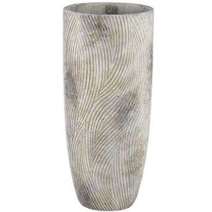 PTMD Linc Grey cement pot waves pattern high round XL