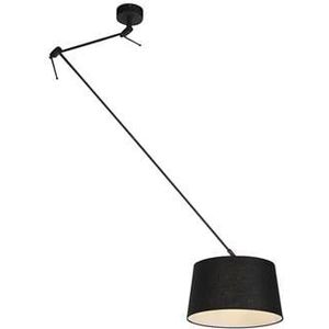 QAZQA Hanglamp zwart met linnen kap zwart 35 cm - Blitz