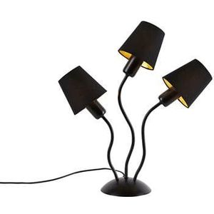 QAZQA wimme - Design Tafellamp met kap - 3 lichts - H 51 cm - Zwart - Woonkamers-sSlaapkamers-sKeuken