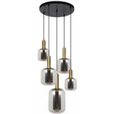 Hanglamp Smokey Rond Grey & Gold - 5 Lampen - �50 x H150 cm