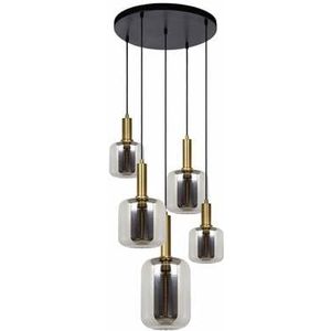 Hanglamp Smokey Rond Grey & Gold - 5 Lampen - �50 x H150 cm