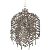 Clayre & Eef Hanglamp � 49x66 cm Goudkleurig Grijs Ijzer Bladeren