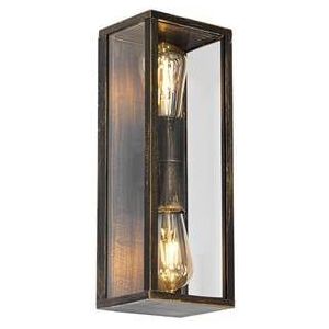 QAZQA Vintage wandlamp antiek goud 38 cm 2-lichts IP44 - Charlois