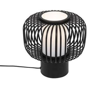 QAZQA Moderne tafellamp zwart met bamboe - Bambuk