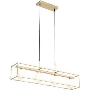 QAZQA Design hanglamp goud met wit glas 4-lichts - Aniek