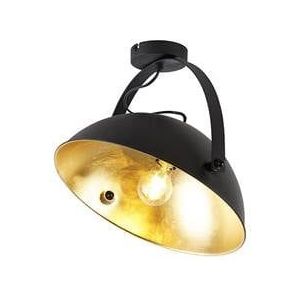 QAZQA Industri�le plafondlamp zwart met goud verstelbaar - Magnax