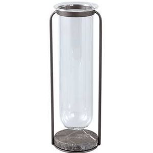 PTMD Kirsa Black round glass vase metal marble holder L