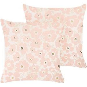 TRITELEIA - Sierkussen set van 2 - Roze - 45 x 45 cm - Fluweel