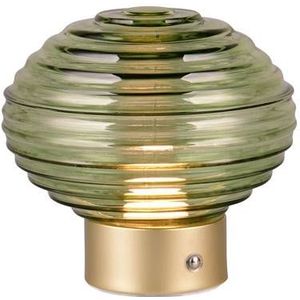 REALITY EARL - Tafellamp - Messing mat - incl. 1x SMD 2W - Touch functie - Oplaadbaar - Snoerloos - Groen glas