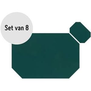 Krumble Placemat + onderzetter - PU Leder - Groen - Set van 8