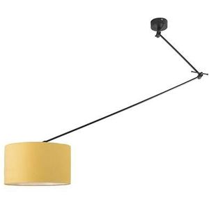 QAZQA Hanglamp zwart met kap 35 cm geel verstelbaar - Blitz I