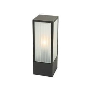 QAZQA Staande buitenlamp zwart met ribbel glas 40 cm IP44 - Charlois