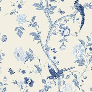 Laura Ashley Vliesbehangs-sSummer Palace Royal Blue - Blauw - 10mx52cm