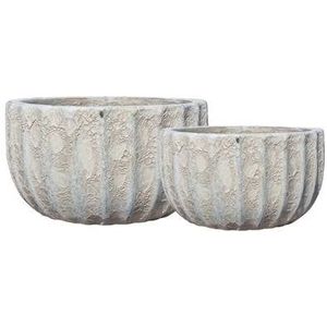 PTMD Tilda Grey ceramic pot ribbed round set of 2