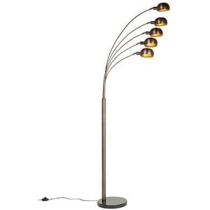 QAZQA Design vloerlamp donkerbrons met goud 5-lichts - Sixties Marmo