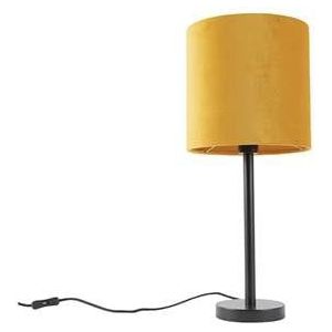 QAZQA Art Deco tafellamp zwart met gele kap 25 cm - Simplo