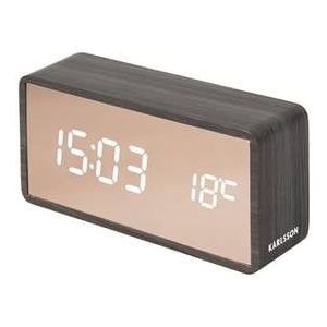 Karlsson - Alarm clock Copper Mirror LED black wood veneer
